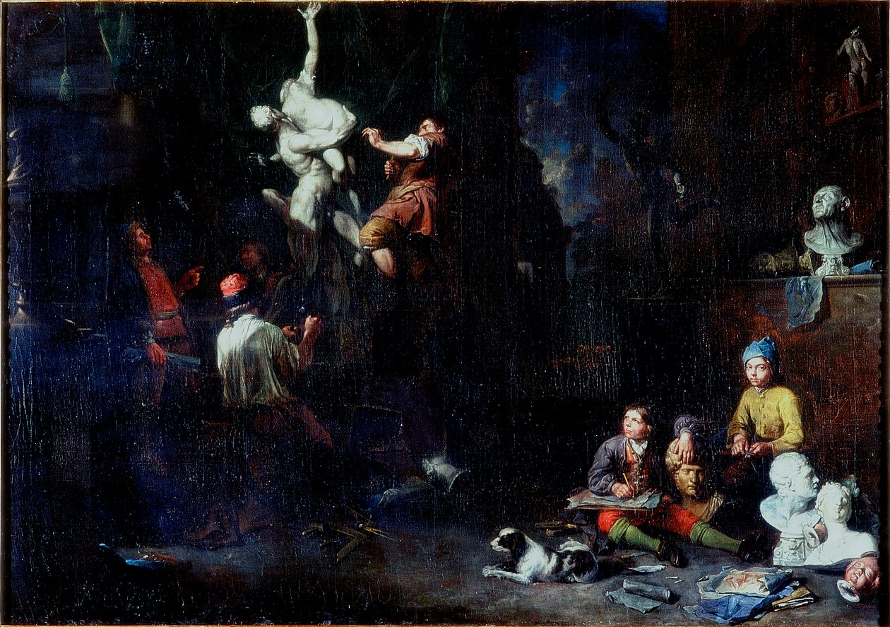 Et billedhuggerstudio, 1706 av Balthasar van den Bossche