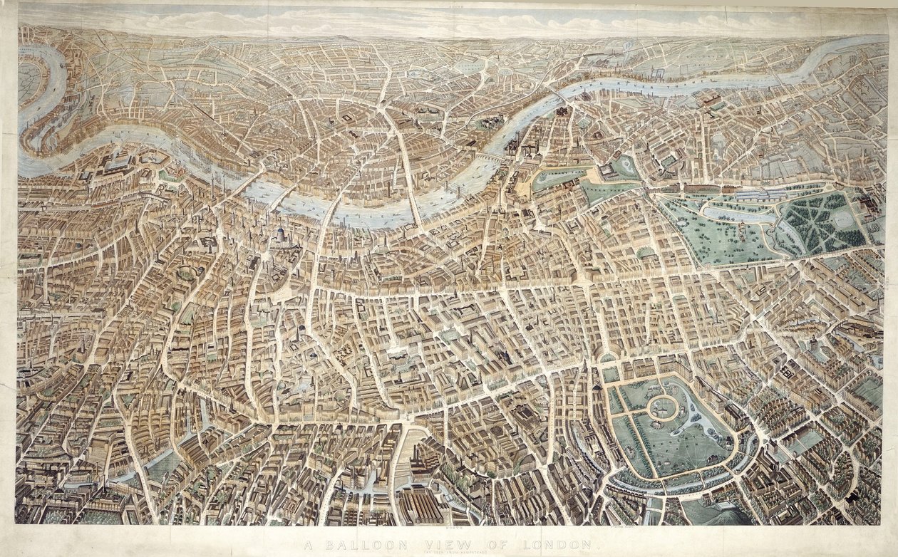 En ballongutsikt over London sett fra Hampstead av Banks and Co Effingham