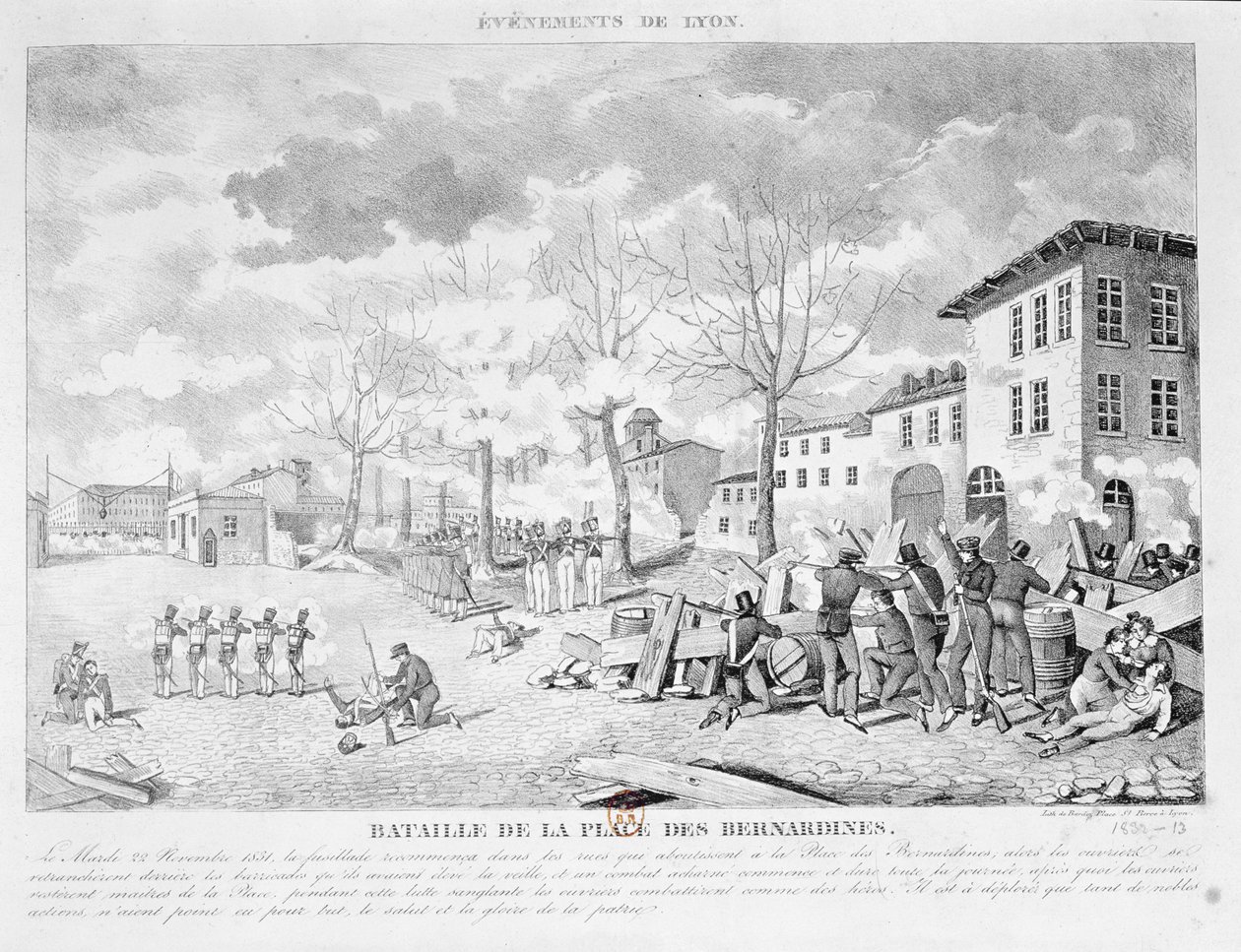 Silkearbeidernes opprør i Lyon, 22. november 1831, 1832 av Bardoz