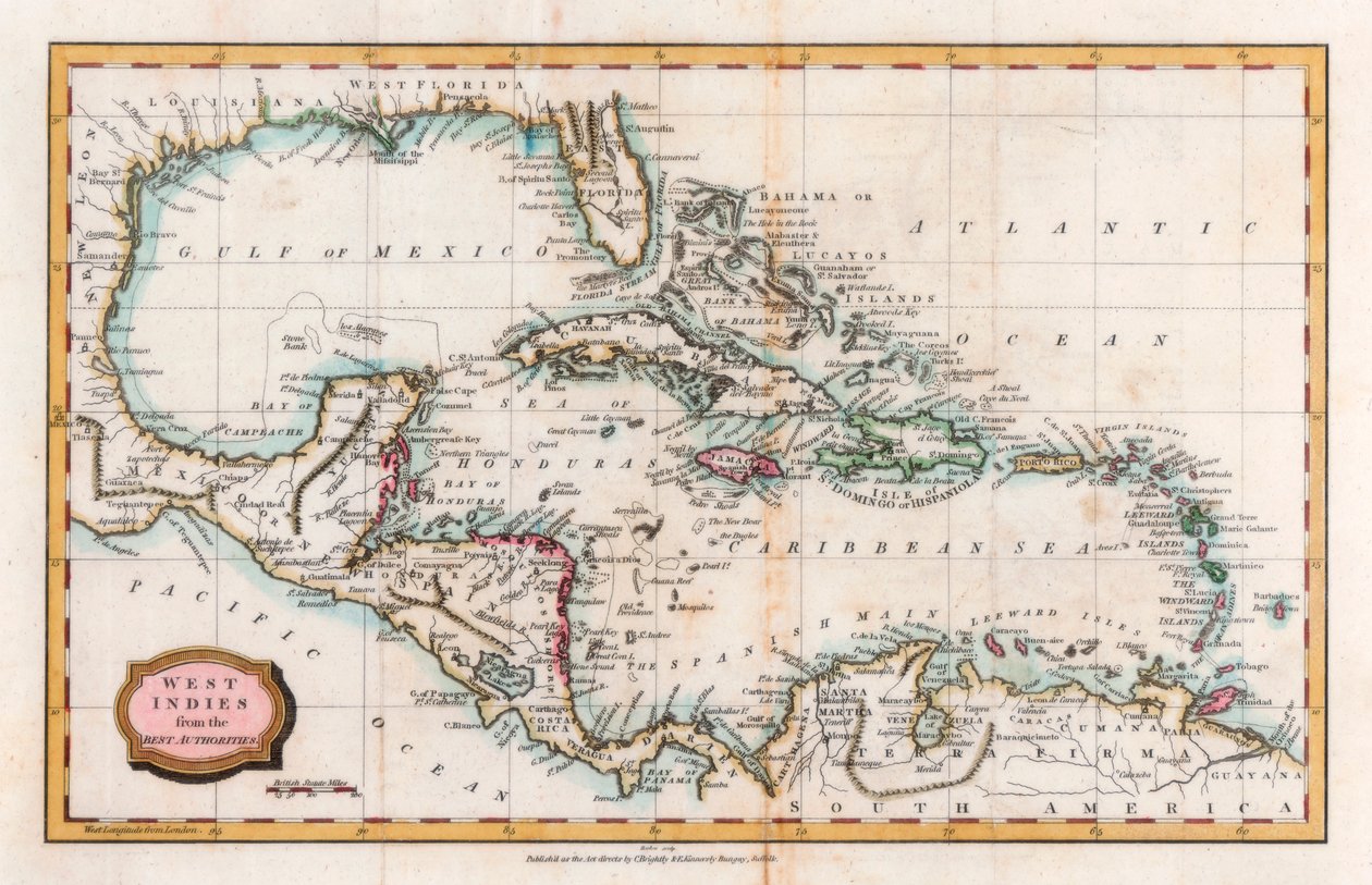 Kart over Vestindia, 1700-tallet. av Barlow