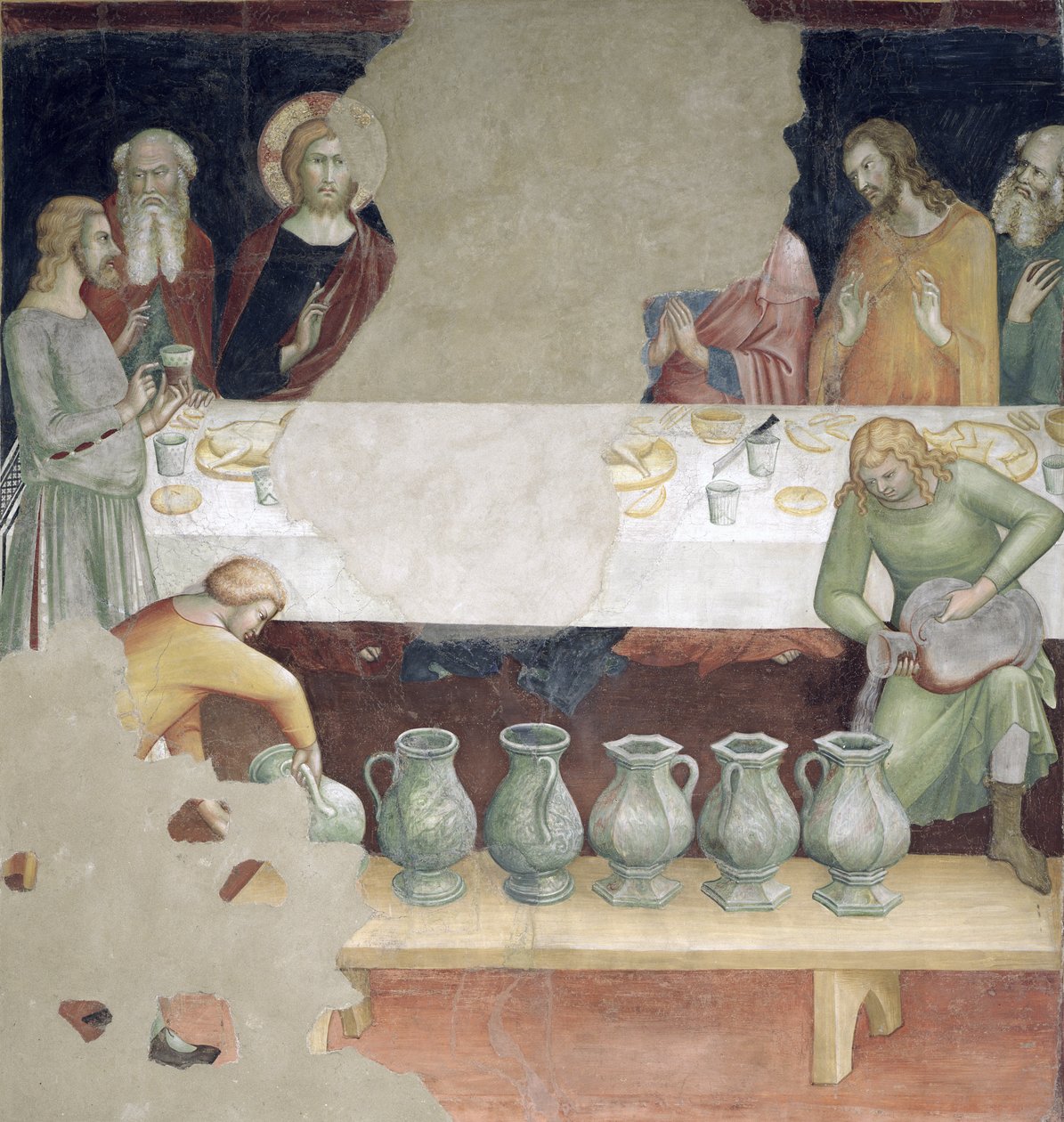 The Marriage at Cana, fra en serie scener i Det nye testamente av Barna da Siena