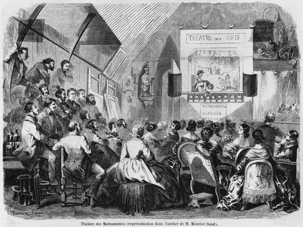 Dukketeater i Maurice Sands studio, 1870 av Maurice Sand