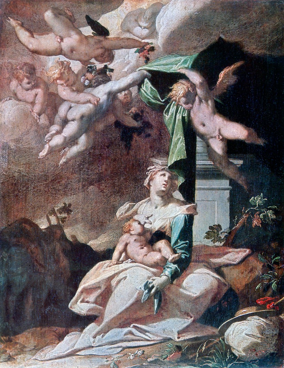 Fly til Egypt, c1566-1611. av Bartholomaeus Spranger