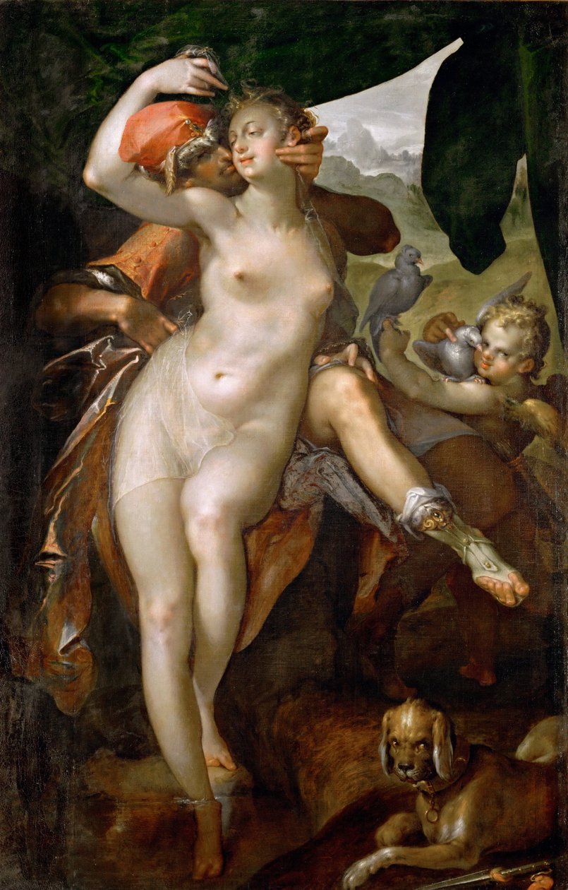 Venus og Adonis, ca 1595-1597 av Bartholomaeus Spranger