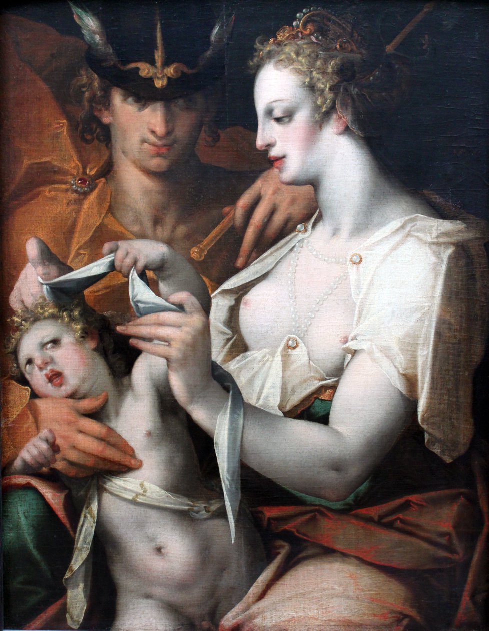 Venus og Merkur bind for øynene Amor av Bartholomaeus Spranger