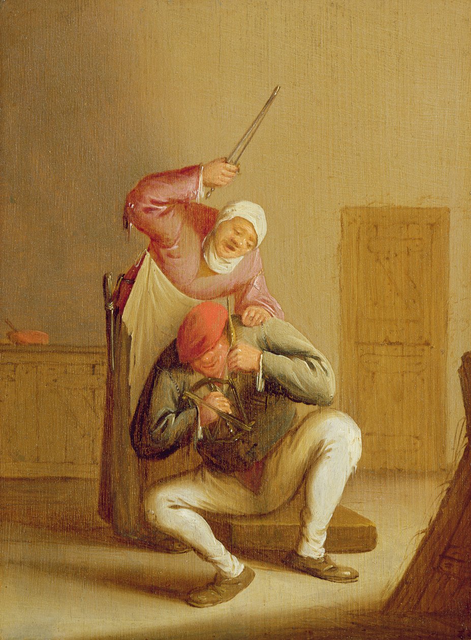 En kone som slår mannen sin av Bartholomeus Molenaer