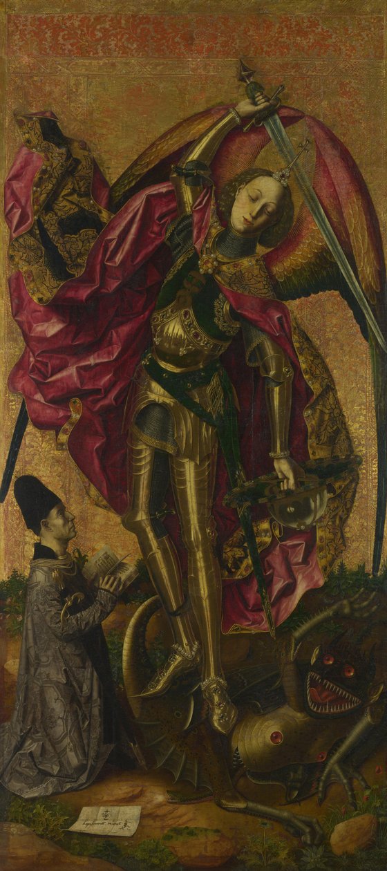 Saint Michael triumferer over djevelen, 1468 av Bartolomé Bermejo