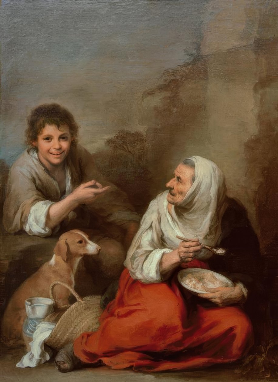 Gammel kvinne, hånet av en gutt av Bartolomé Esteban Murillo