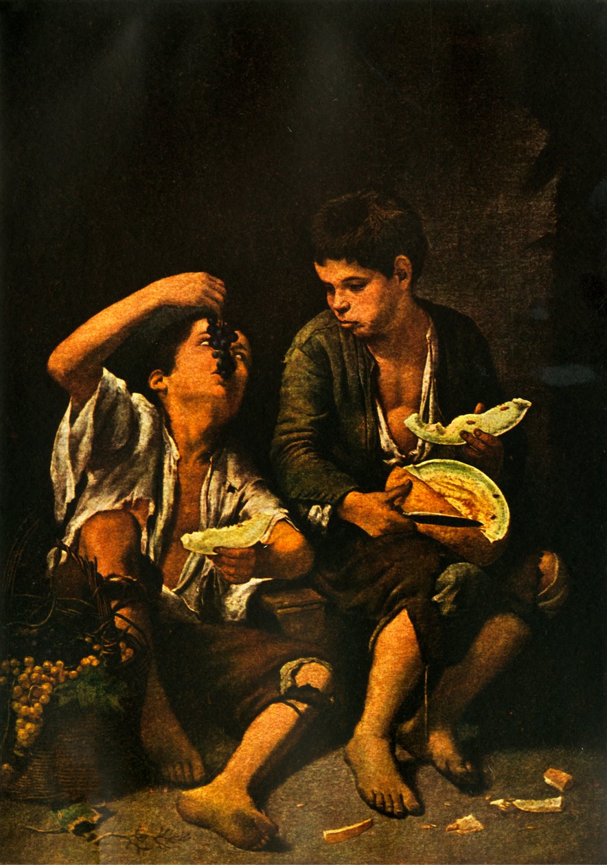 Gutter som spiser frukt, 1645, 1938 av Bartolomé Esteban Murillo