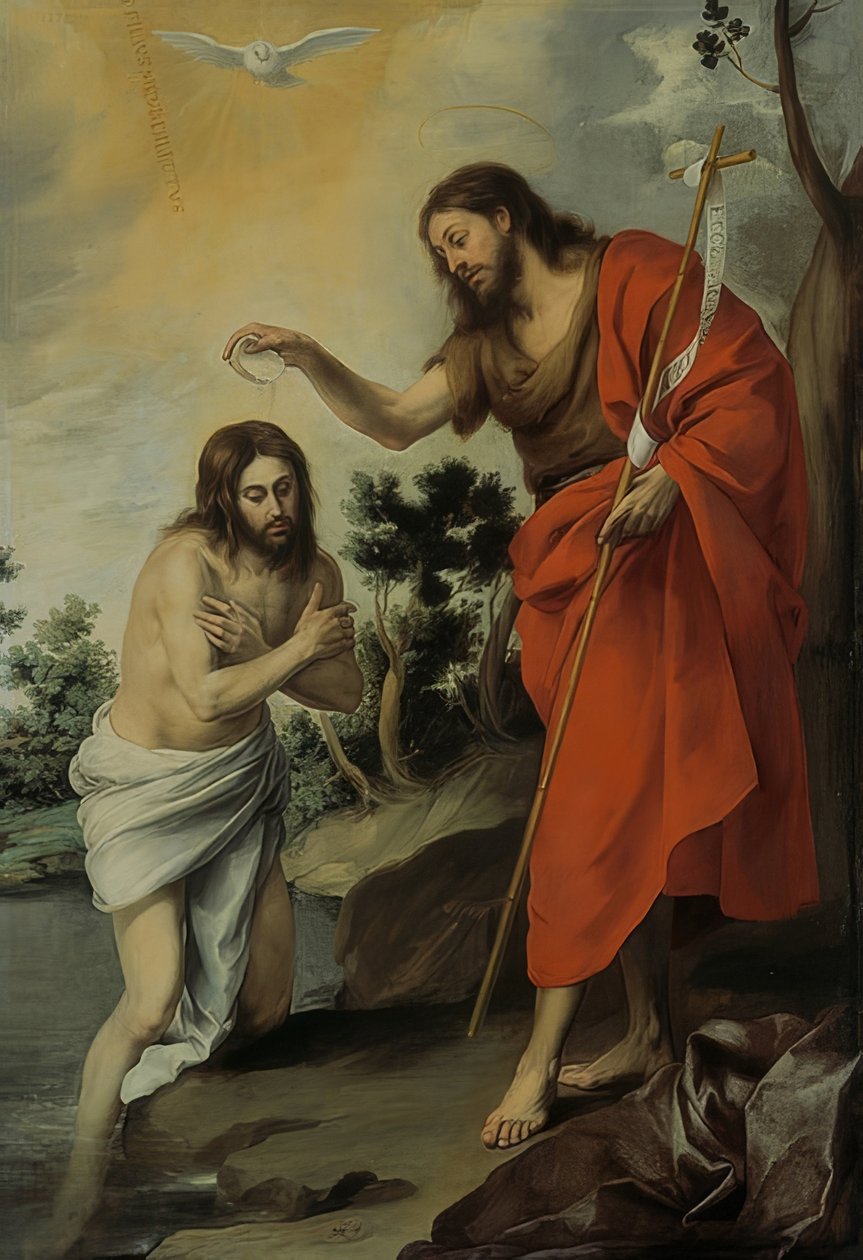 Kristi dåp. Rundt 1655 av Bartolomé Esteban Murillo