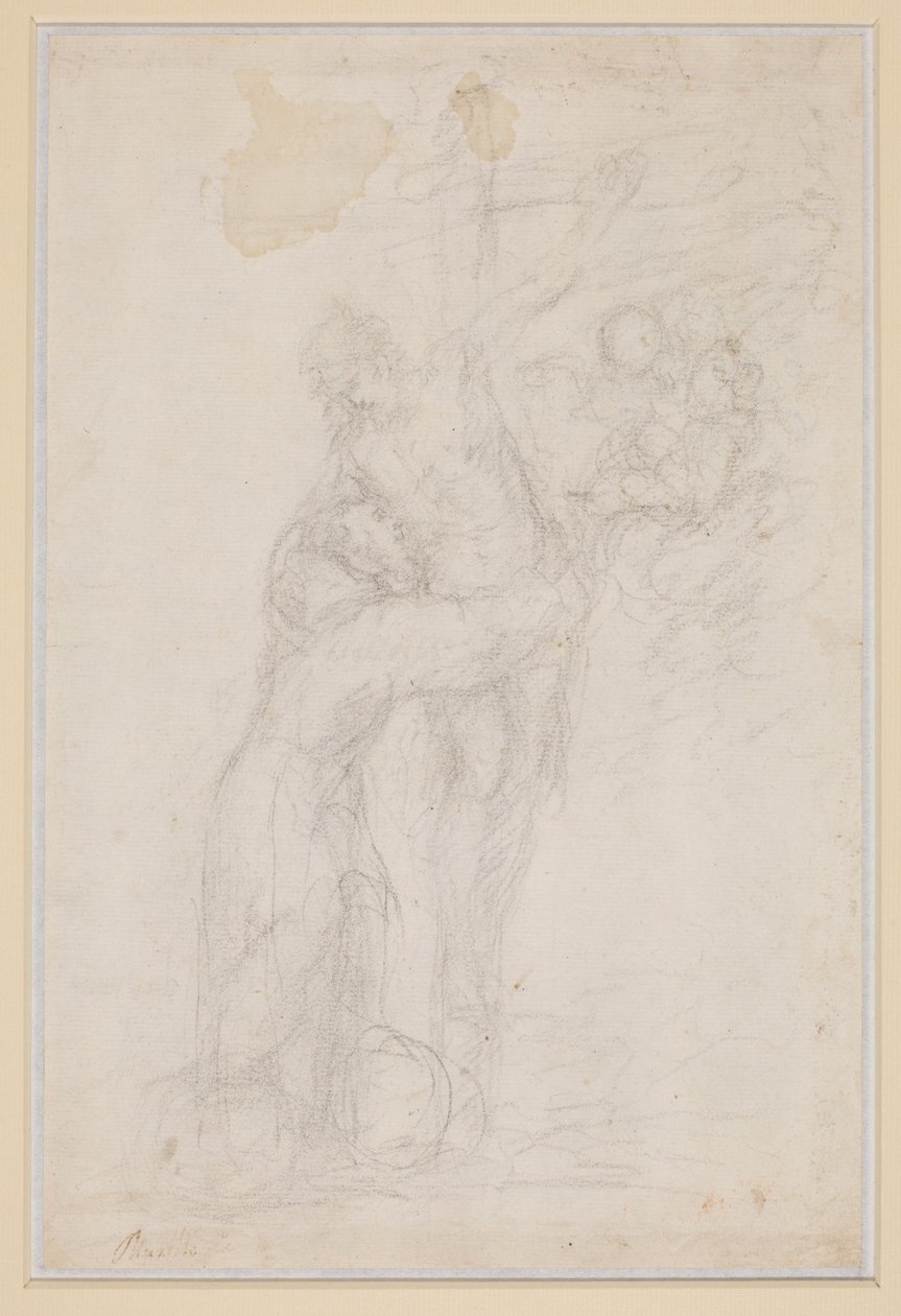 Saint Francis omfavner den korsfestede Kristus av Bartolomé Esteban Murillo