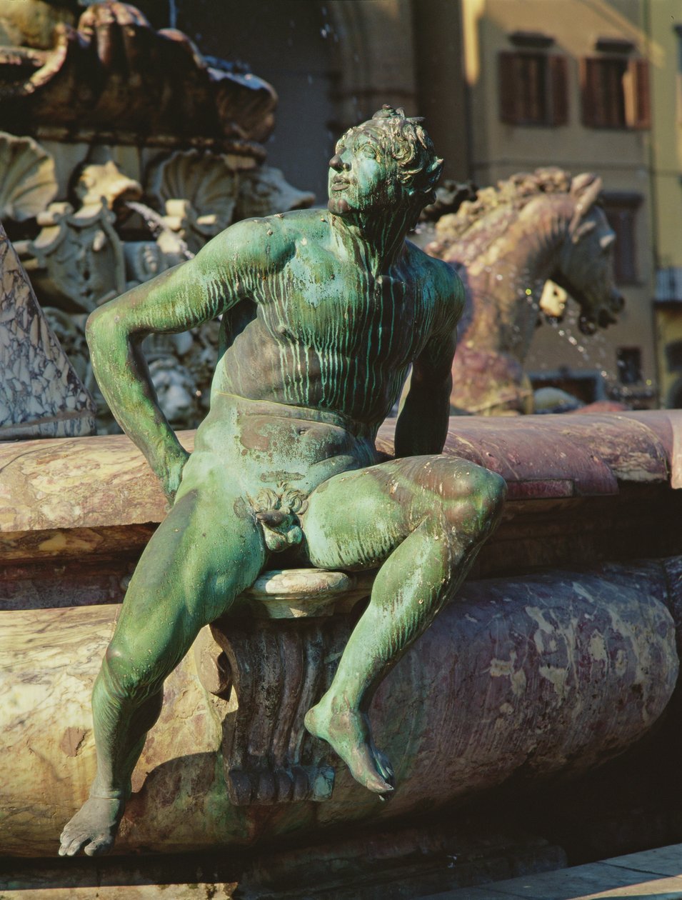 Detalj av Neptunfontenen, Piazza della Signoria, Firenze, 1565 bronse av Bartolomeo Ammannati