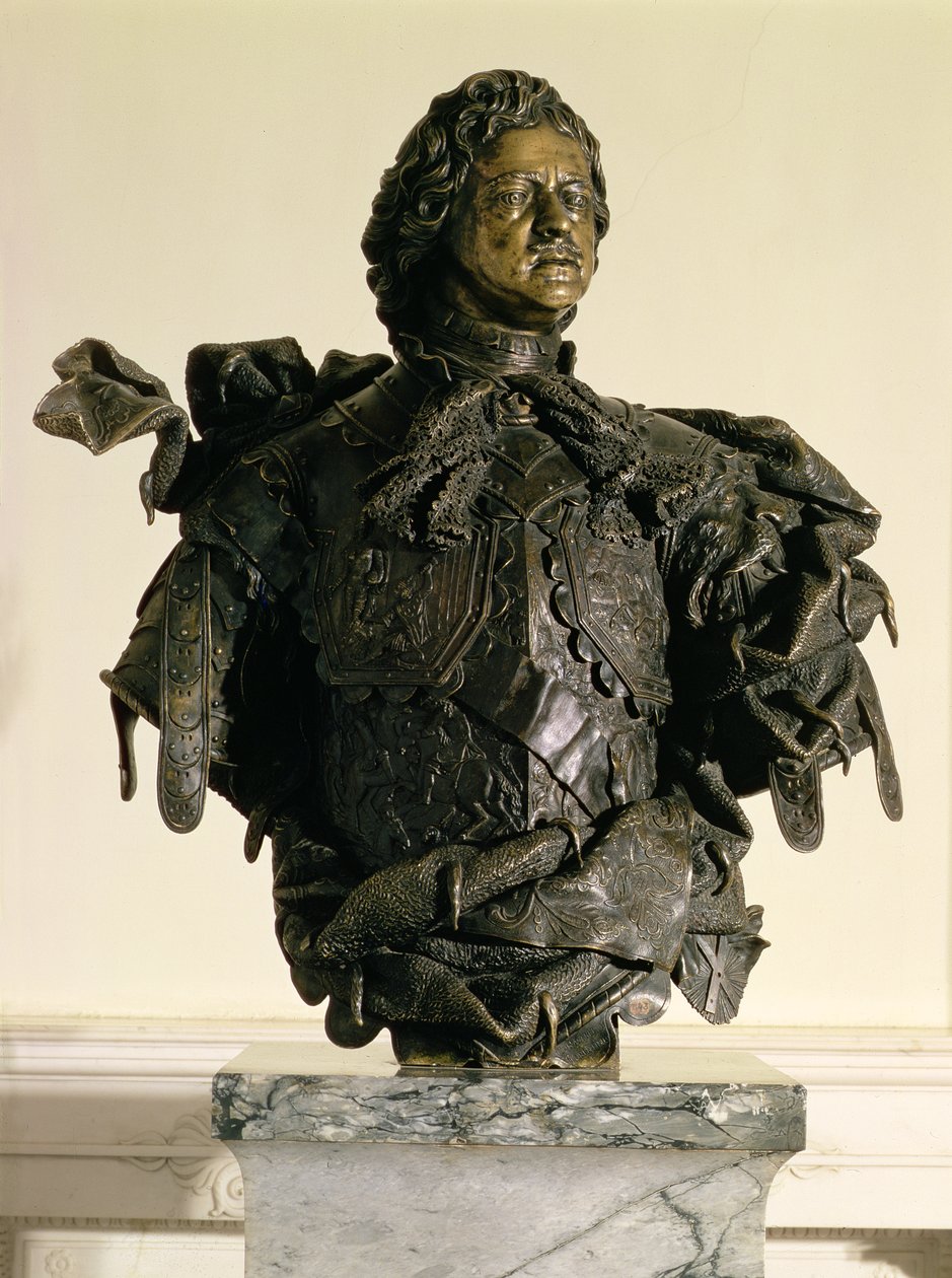 Portrettbyste av Peter I (1672-1725), 1723-29 (bronse) av Bartolomeo Carlo, conte Rastrelli