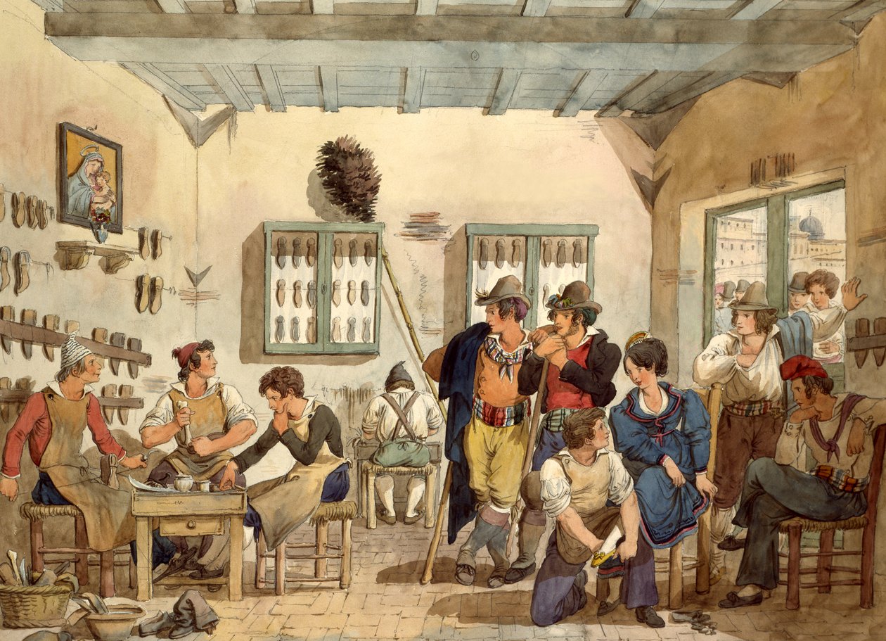 Skomakerbutikk av Bartolomeo Pinelli