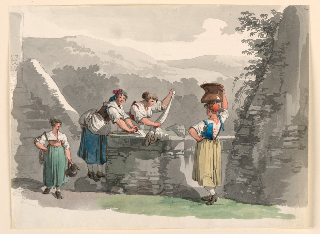 Klesvask i fjellene nær Roma av Bartolomeo Pinelli