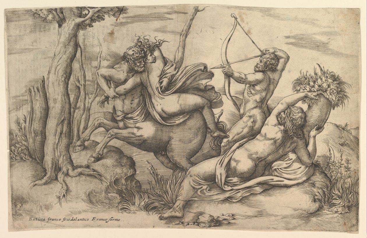 Bortføringen av Dejanira. av Battista Franco Veneziano