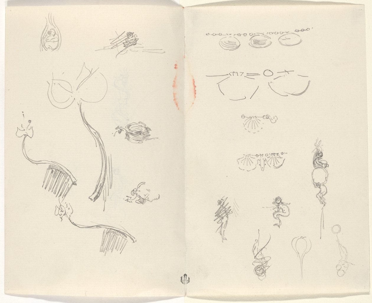 Studier for smykkedesign [verso] av Beatrice Godwin Whistler