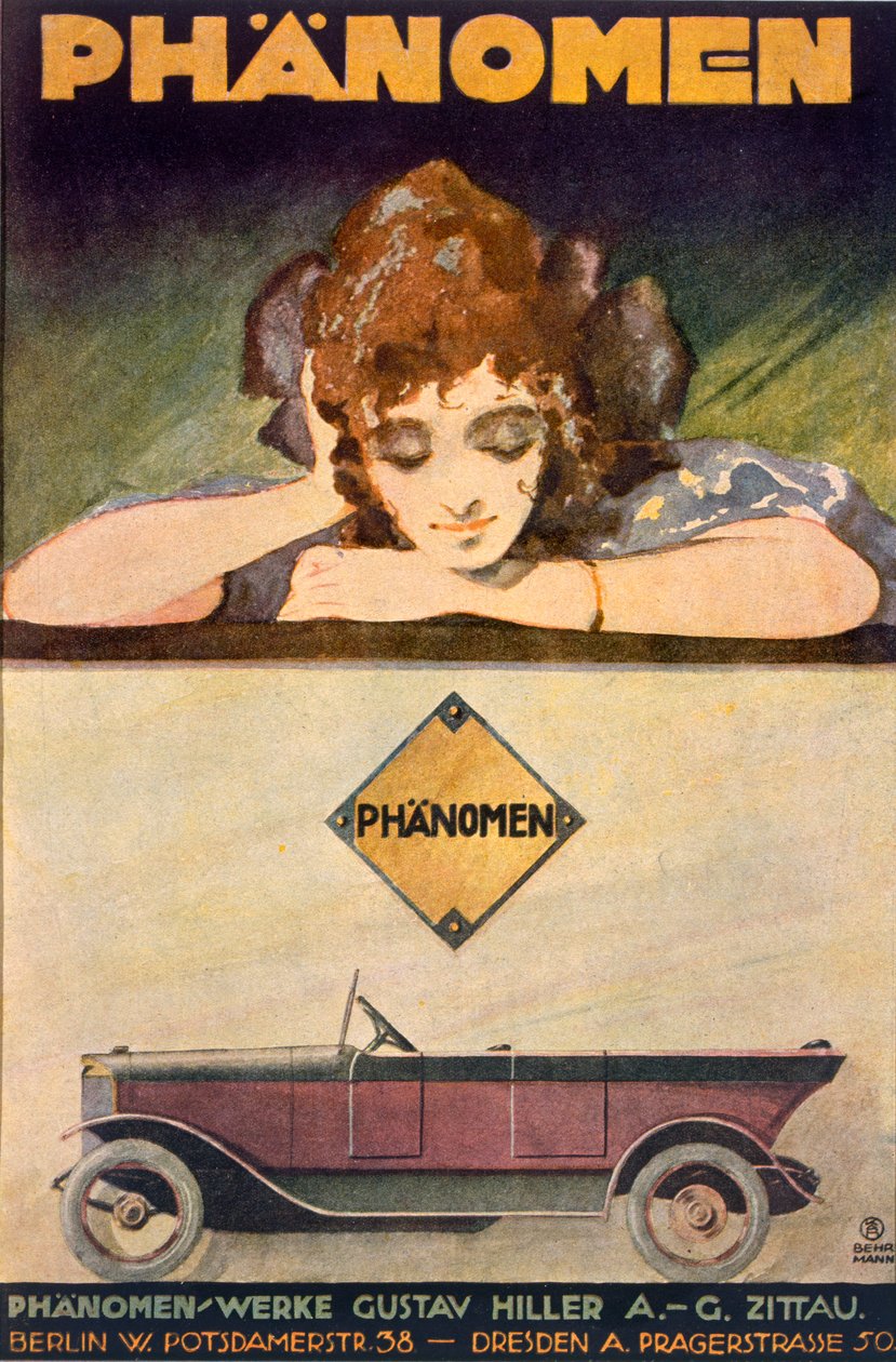Annonse for Phanomen-bilen, 1907-27 av Behrmann