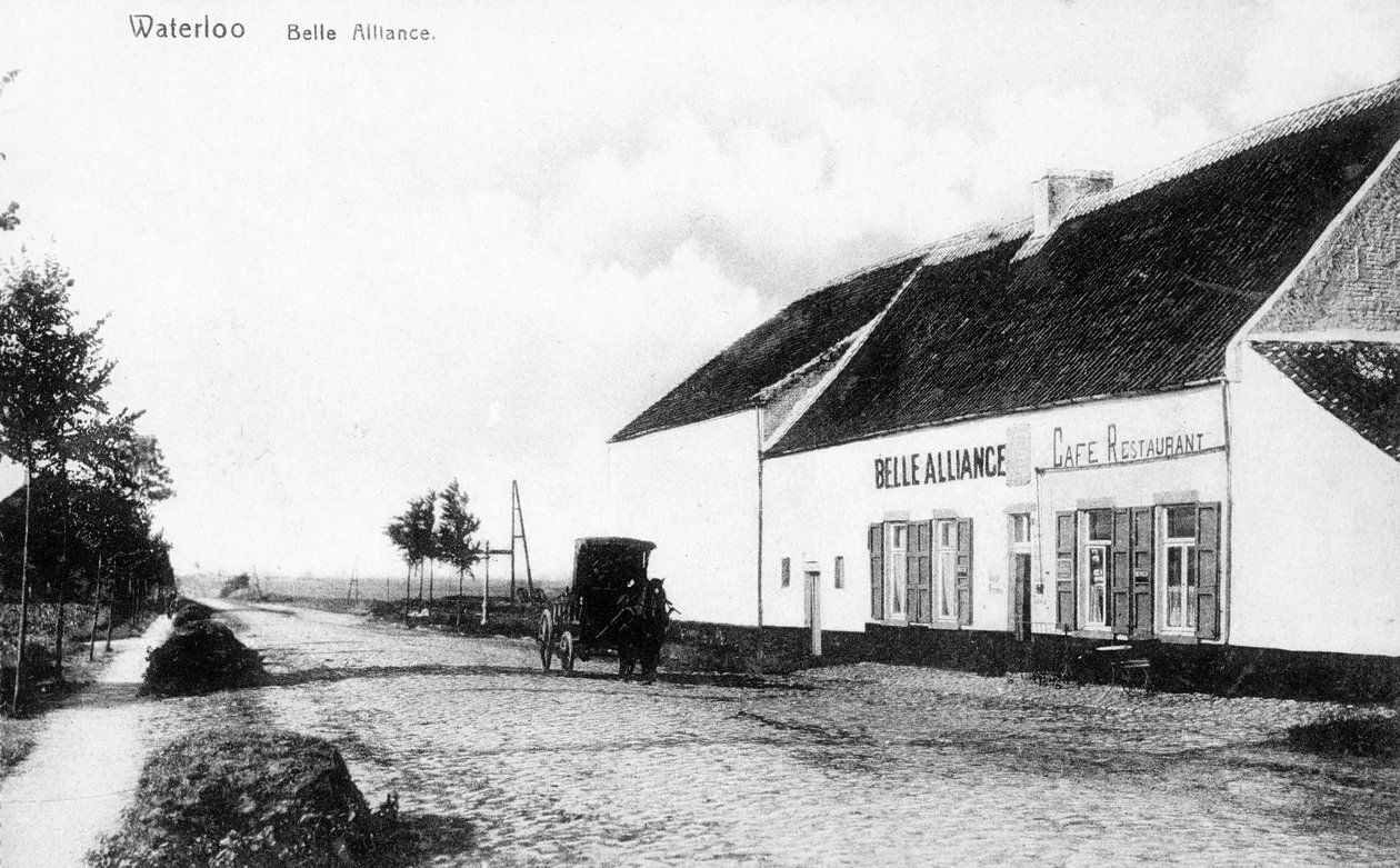 The Belle Alliance Inn, hovedkvarteret til Napoleon under slaget ved Waterloo, minnepostkort, ca. 1912 (photolitho) av Belgian Photographer