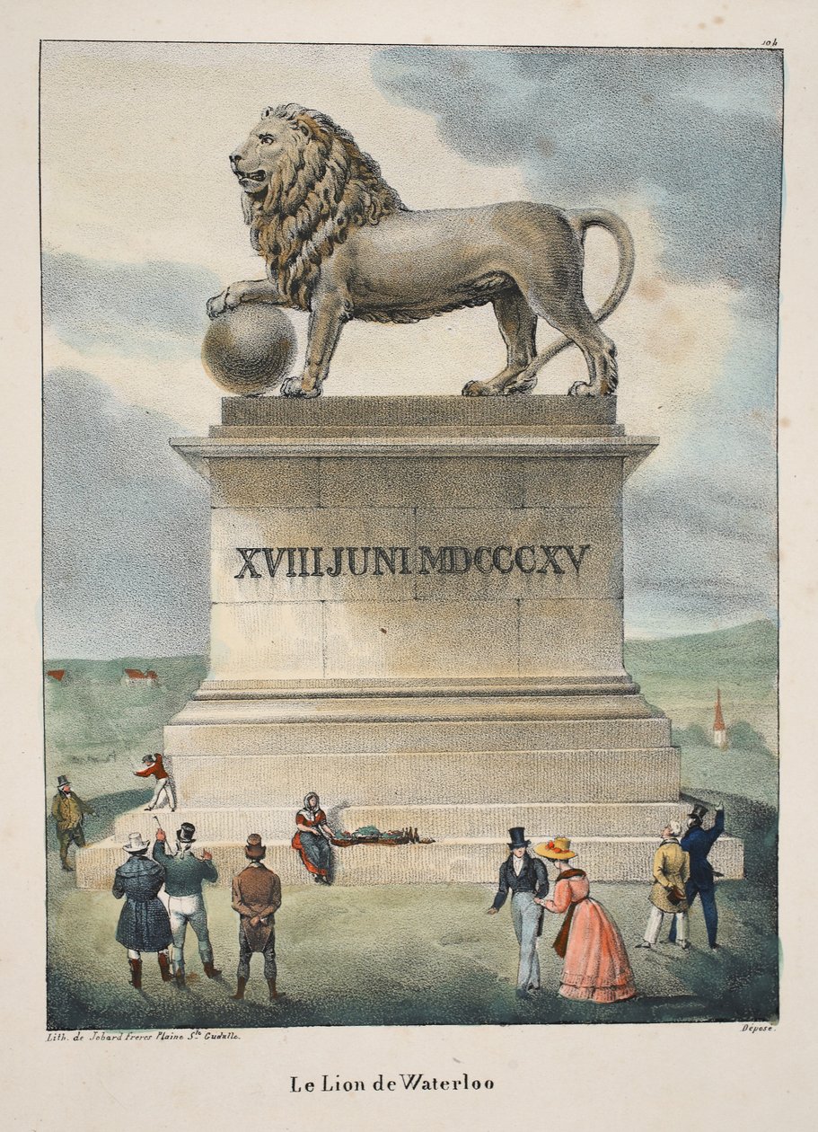 Le Lion de Waterloo, ca. 1895 (fotokrom) av Belgian School