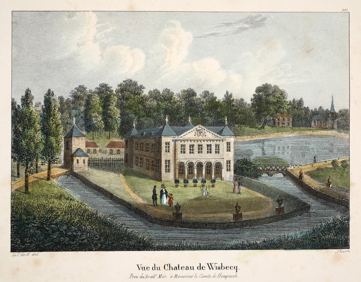 Utsikt over Château de Wisbecq, ca. 1895 (fotokrom) av Belgian School