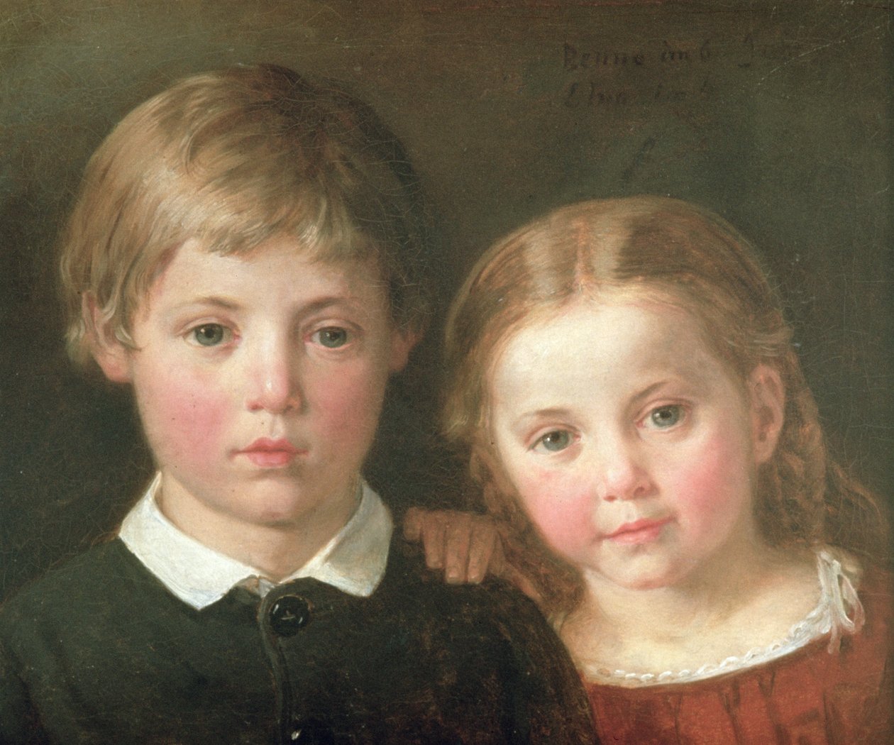 Benno seks år og Elna, fire år, 1864 av Bengt Nordenberg
