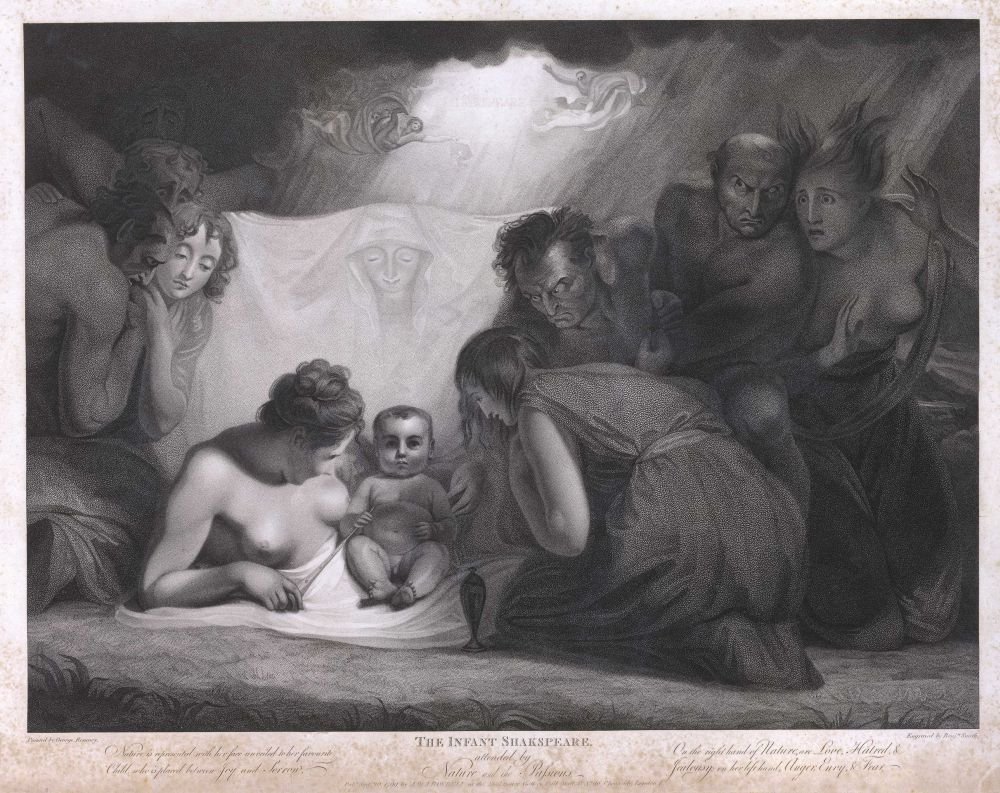 The Infant Shakespeare Attended by Nature and the Passions fra serien The Shakespeare Gallery av Benjamin Smith