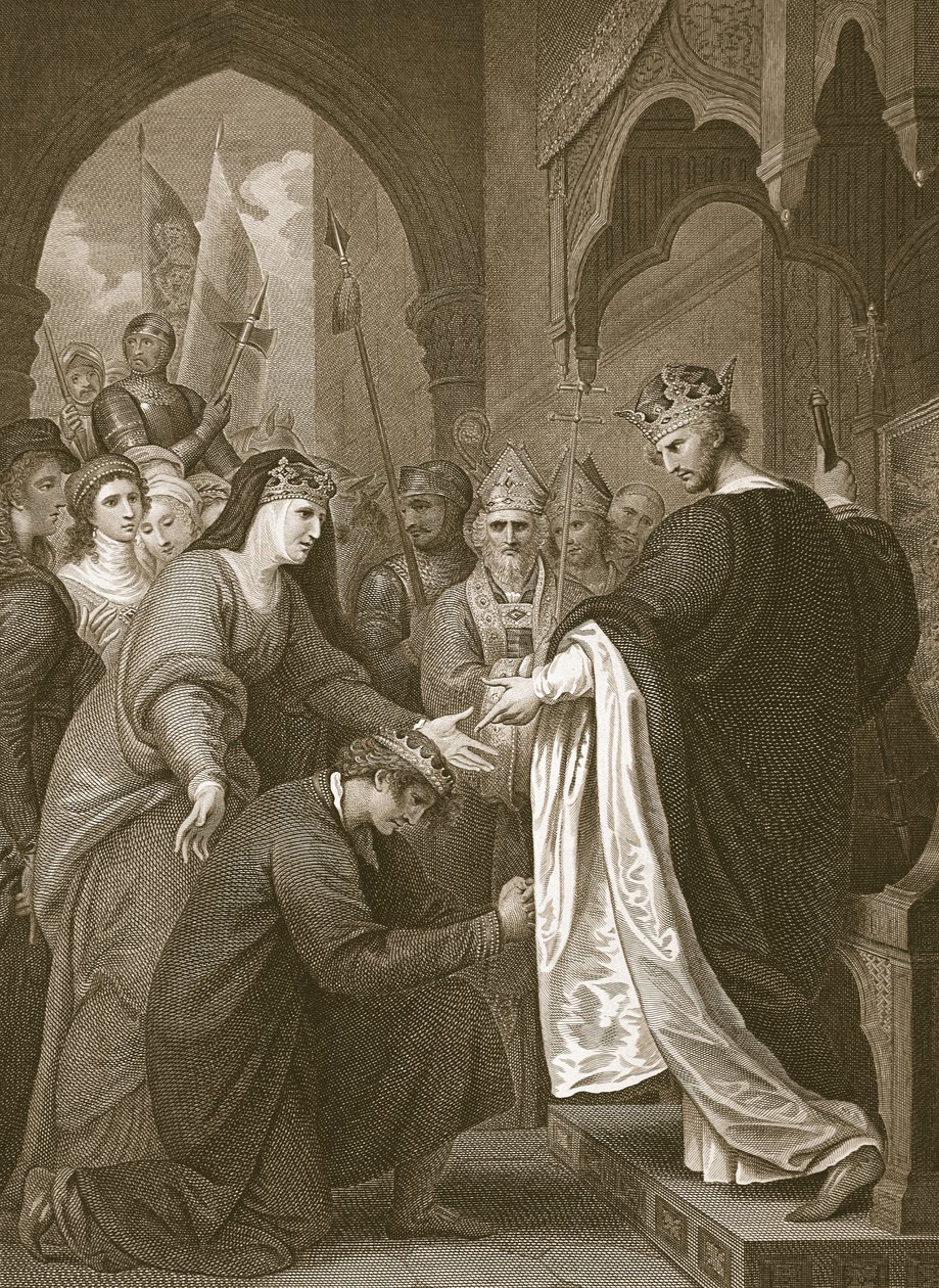 P.Johns innlevering til Richard I, gravert av J. Stow, illustrasjon fra David Humes 