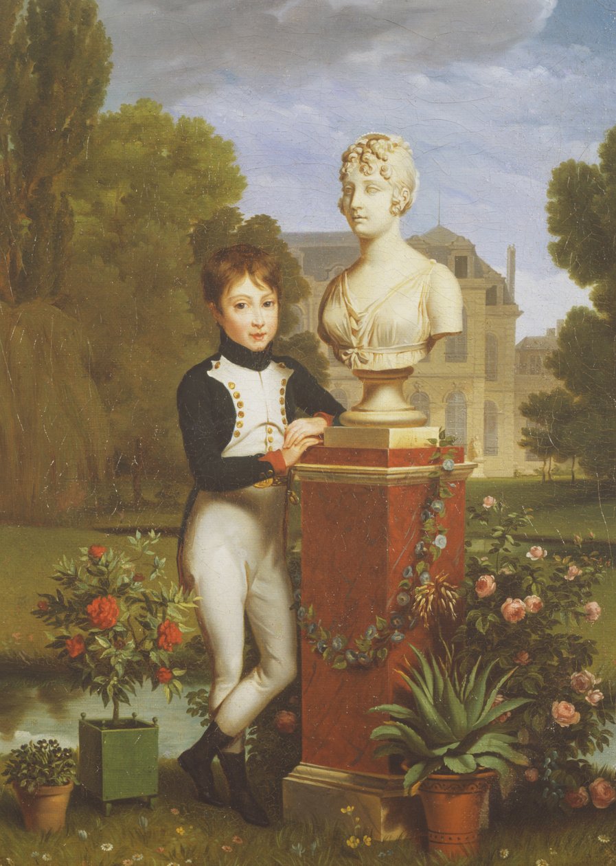 Napoleon Achille Murat lener seg på en byste av sin mor av Benjamin de Rolland