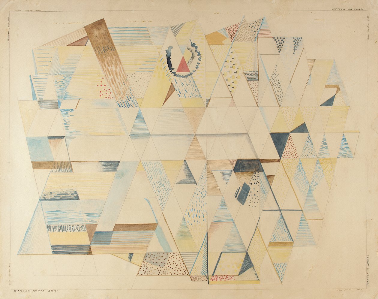 Futurist Garden, 1937 (akvarell på papir) av Benjamin F. Berlin