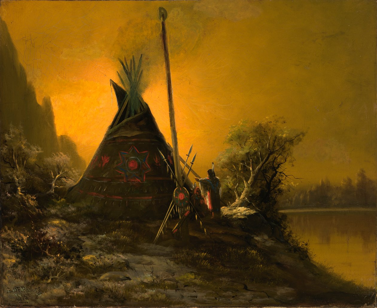 Nattscene av indisk Tipi, 1895. av Benjamin Raborg