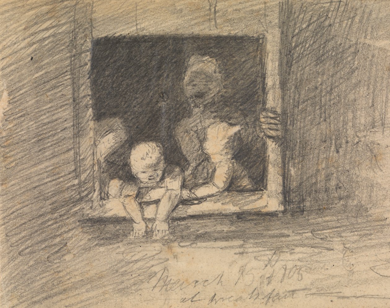 Barn som lener seg fra et vindu av Benjamin Robert Haydon