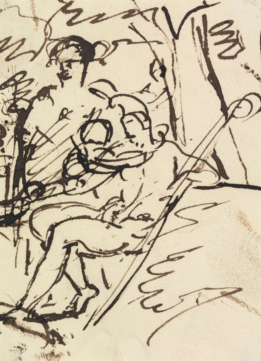Figurstudie av en tilbakelent soldat av Benjamin Robert Haydon