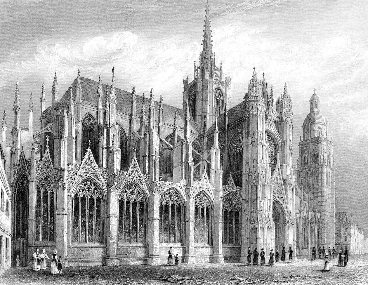 Evreux-katedralen, Evreux, Frankrike, 1836. av Benjamin Winkles