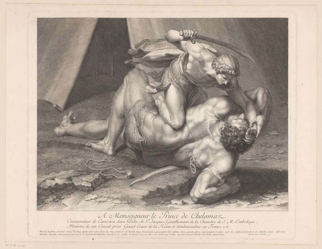 David onthoofdt Goliat av Benoît Audran (I)