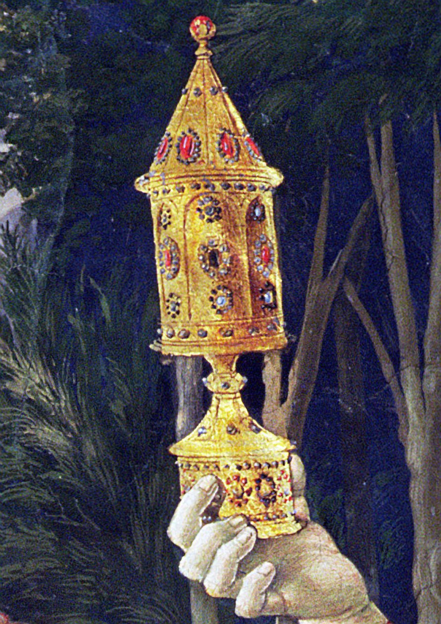 Detalj fra Journey of the Magi-syklusen i kapellet, ca. 1460 freskomaleri fra 170295 av Benozzo di Lese di Sandro Gozzoli