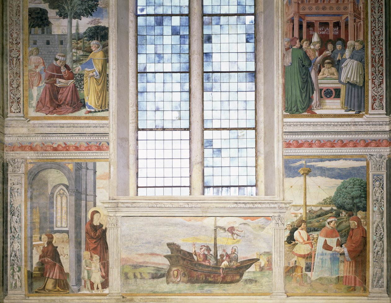Episoder fra The Life of St. Augustine, 1463-65 (se også 192535, 192549, 192550, 192551, 192553, 267654) av Benozzo di Lese di Sandro Gozzoli