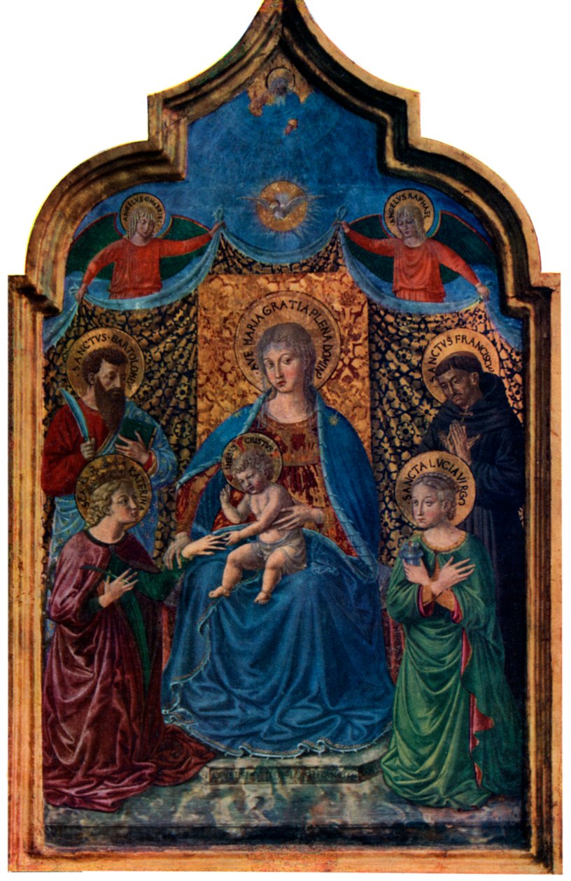 Mystisk ekteskap av St Catherine, 1466 1930. av Benozzo Gozzoli