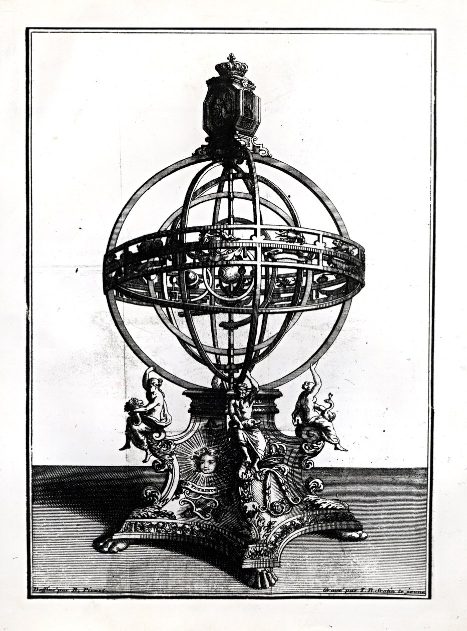 An Armillary Sphere of the Copernican System, gravert av Gerard Jean Baptiste Scotin (1671-1716) av Bernard Picart