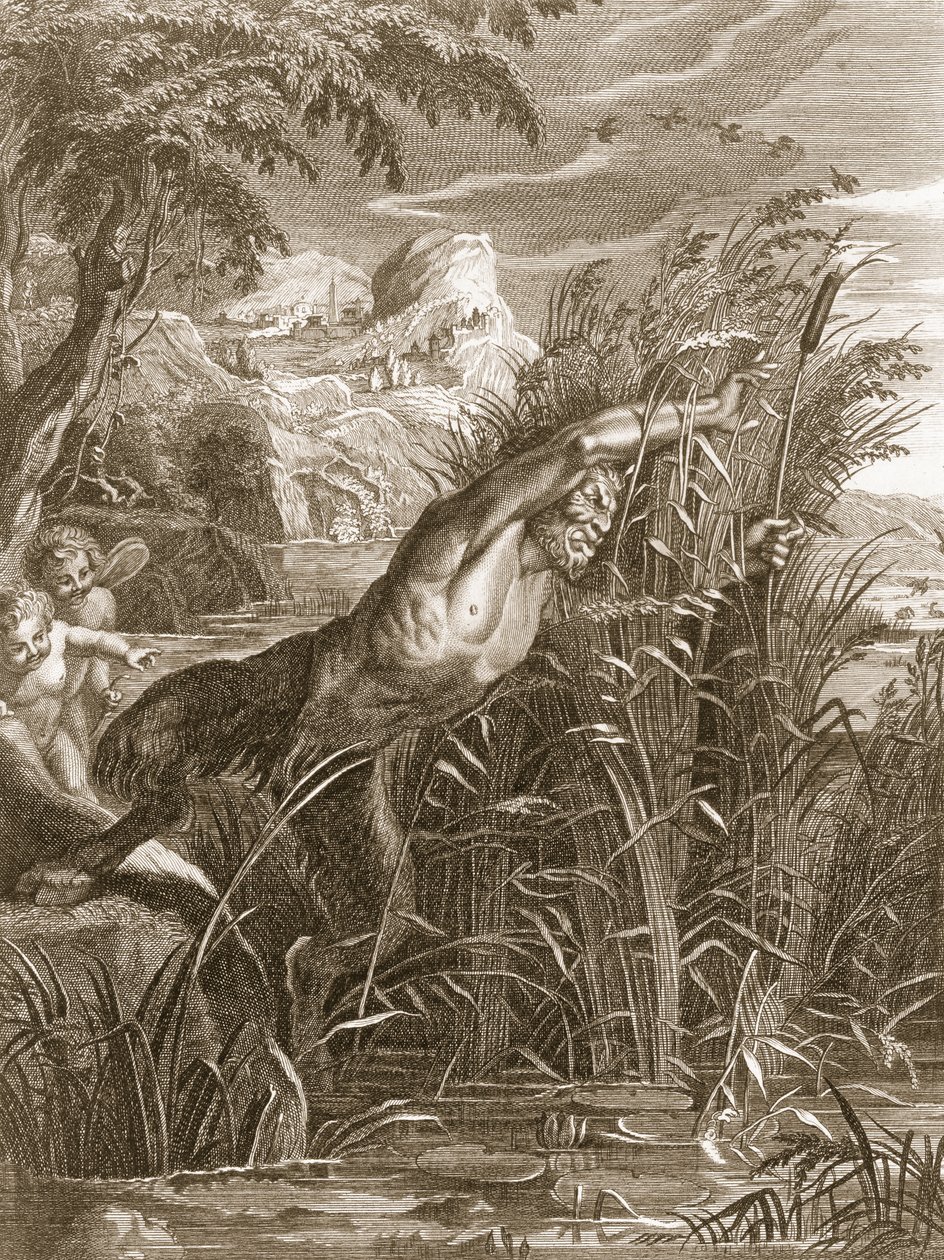 Pan Pursues Syrinx: She is Transformed into a Reed, 1731 av Bernard Picart