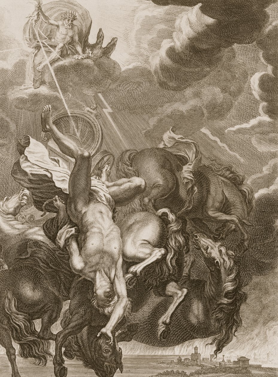 Phaeton slått ned av Jupiters tordenbolt, 1731 av Bernard Picart