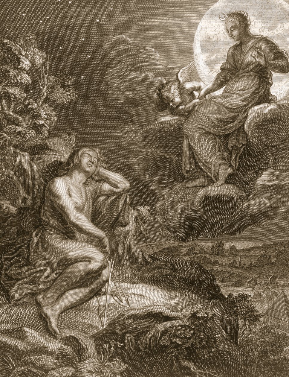 Månen og Endymion, 1731 av Bernard Picart