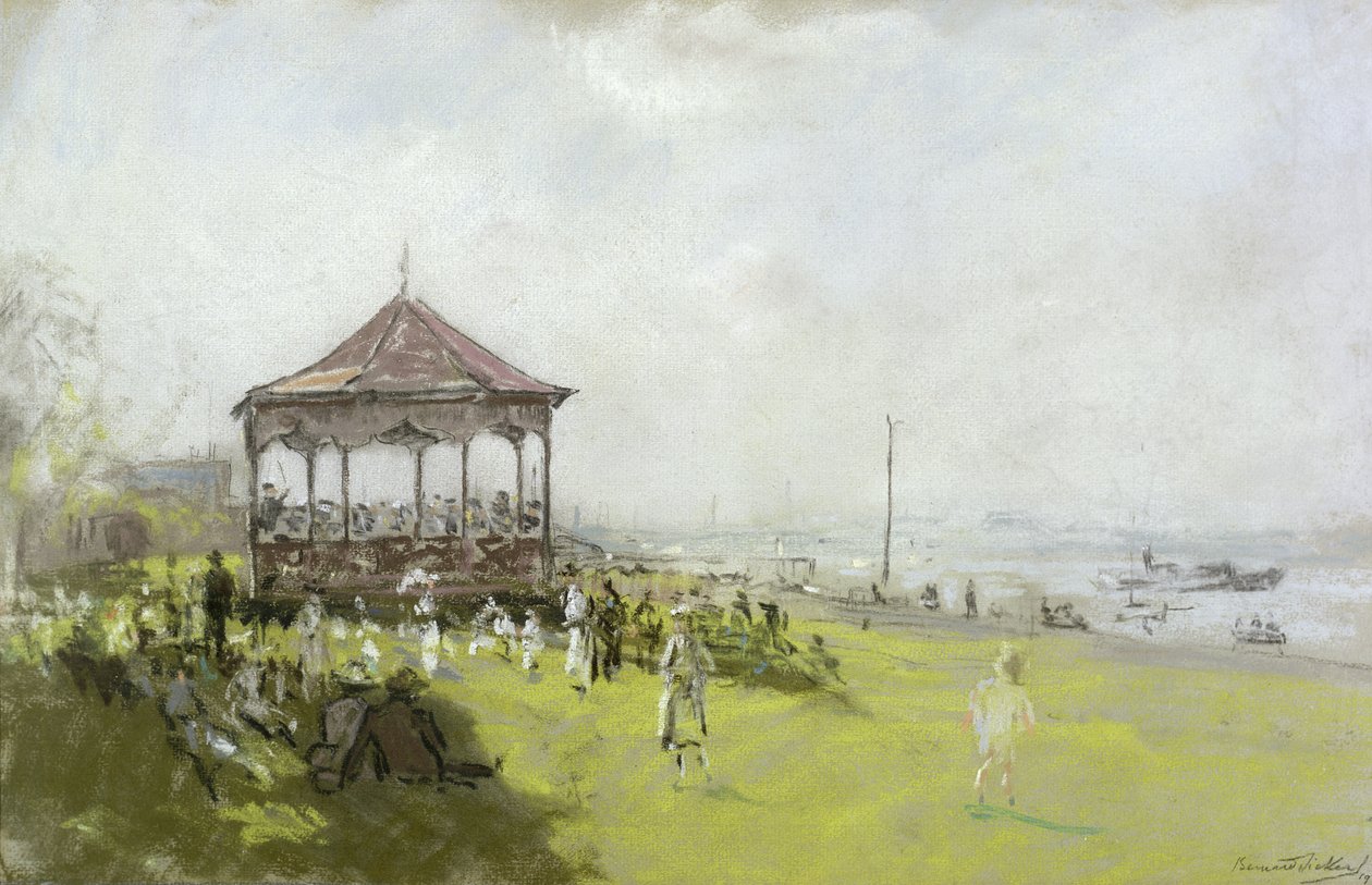 Figurer nær et bandstand, 1922 (pastell og kritt på papir) av Bernard Sickert