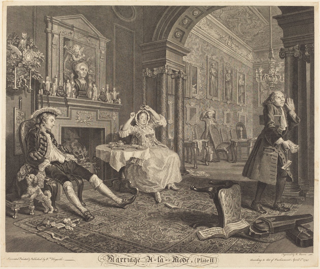 Ekteskap a la Mode: pl. 2, 1745. av Bernard Baron