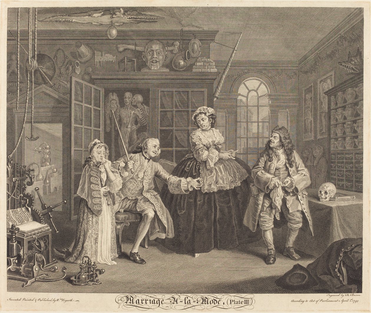 Ekteskap a la Mode: pl. 3, 1745. av Bernard Baron