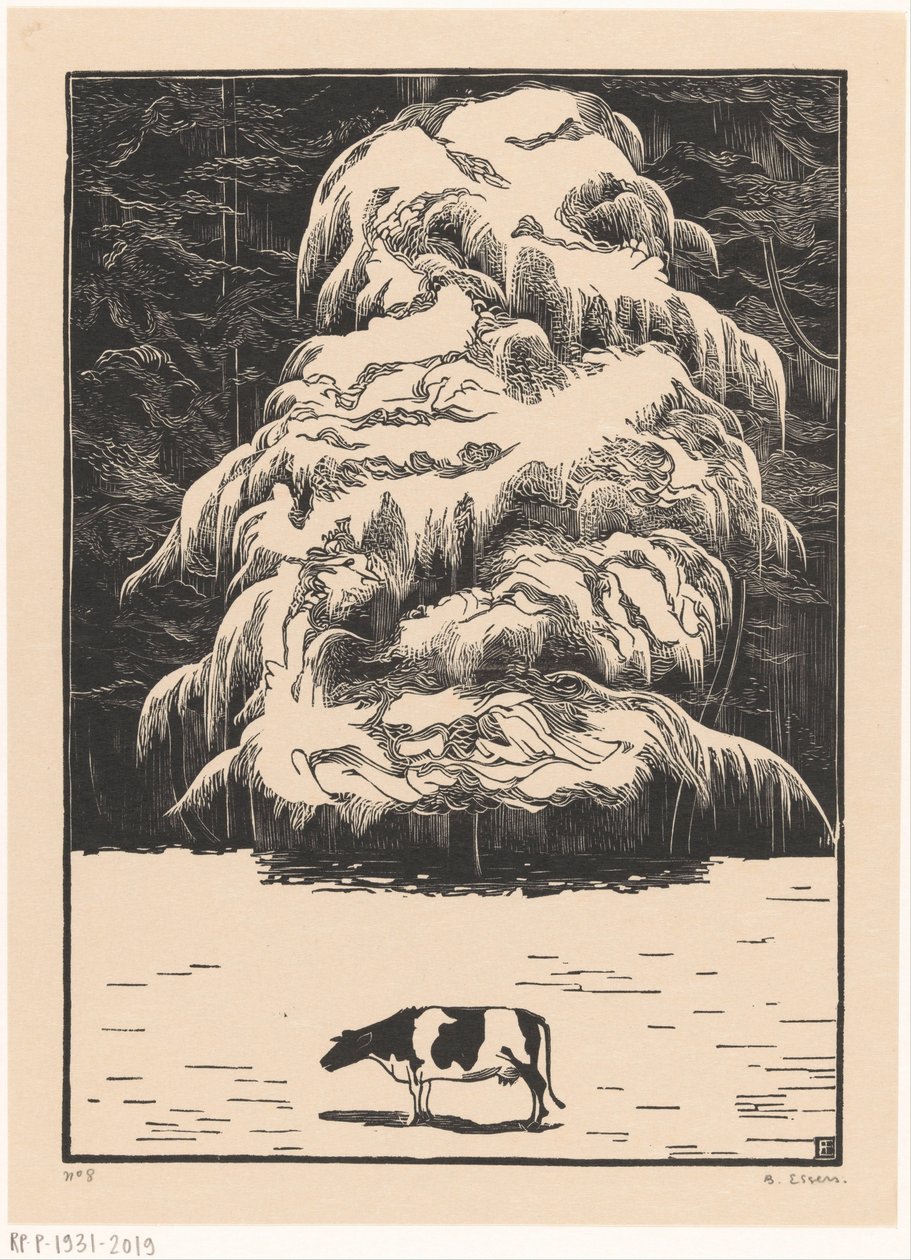 Ku med en lerk av Bernard Essers (signed by artist)