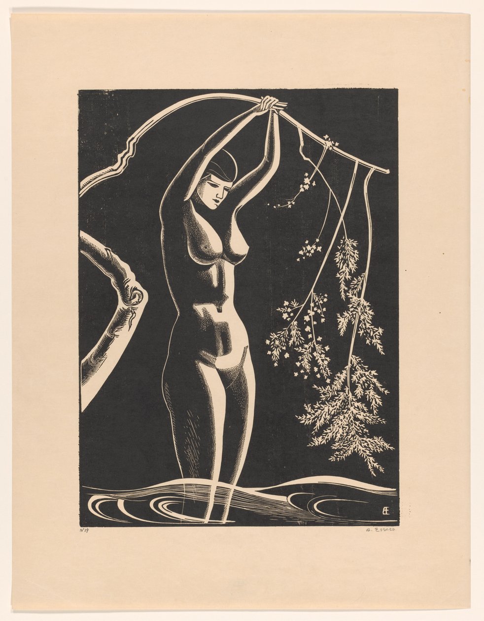 Naken kvinne med gren av Bernard Essers (signed by artist)