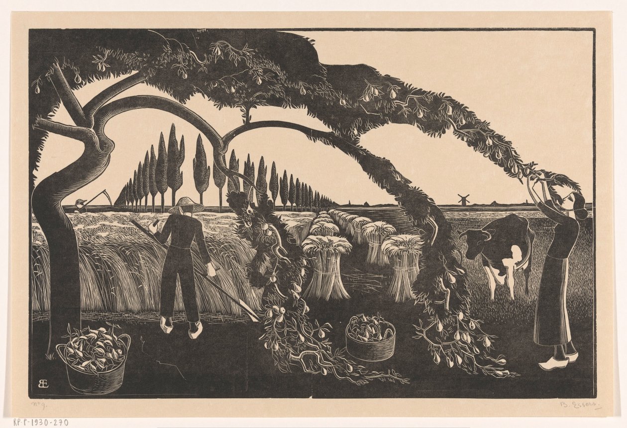 Høsting av mann og kvinne av Bernard Essers (signed by artist)