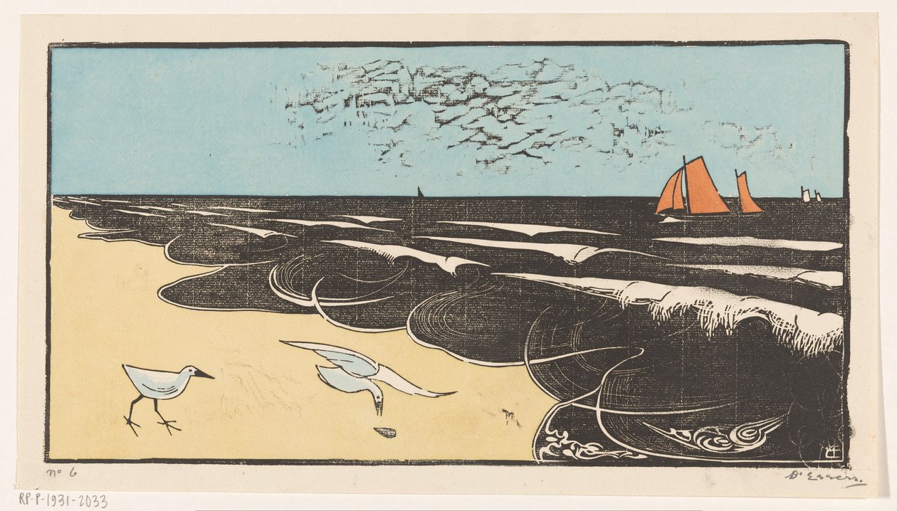 Sjø ved Bergen av Bernard Essers (signed by artist)