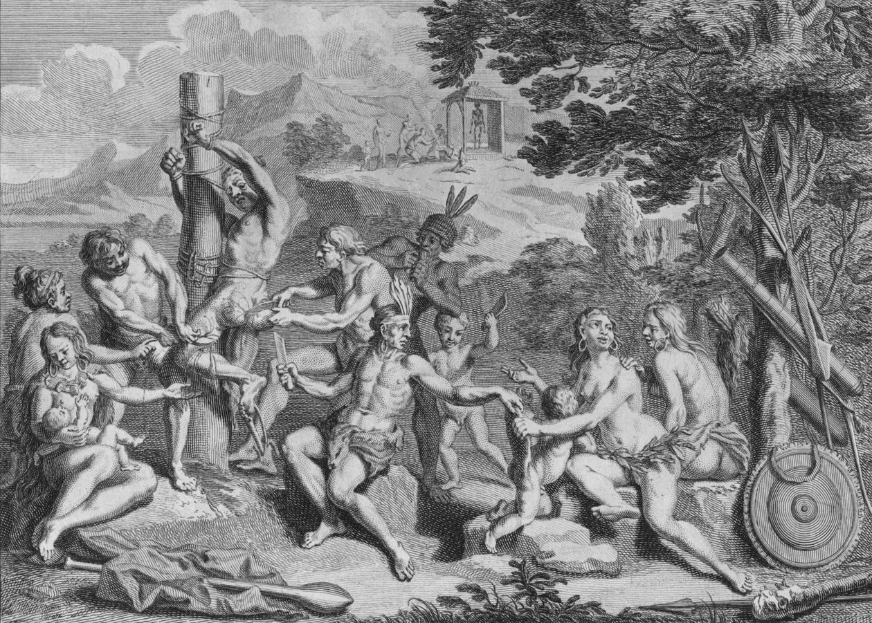 Fange ofret av antis, 1723. av Bernard Picart